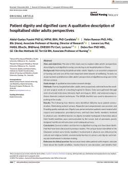 Patient dignity and dignified care: A qualitative description of hospitalised older adults perspectives.