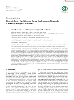 Knowledge of the Glasgow Coma Scale among Nurses in a Tertiary Hospital in Ghana.