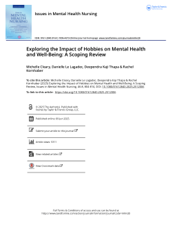 Exploring the impact of hobbies on mental health and well-being: A scoping review