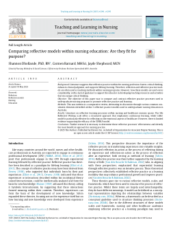 Comparing reflective models within nursing education: Are they fit for purpose?