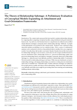 The theory of relationship sabotage: A preliminary evaluation of conceptual models expanding on attachment and goal-orientation frameworks