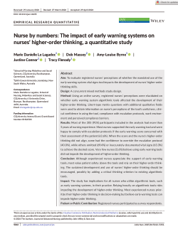 Nurse by numbers: The impact of early warning systems on nurses' higher‐order thinking, a quantitative study