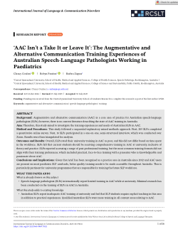 ‘AAC isn't a take it or leave it’: The augmentative and alternative communication training experiences of Australian speech-language pathologists working in paediatrics