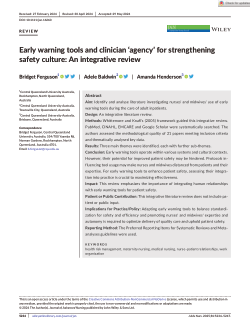 Early warning tools and clinician ‘agency’ for strengthening safety culture: An integrative review