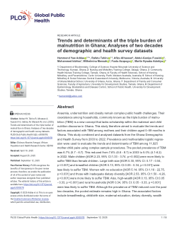 Trends and determinants of the triple burden of malnutrition in Ghana; Analyses of two decades of demographic and health survey datasets