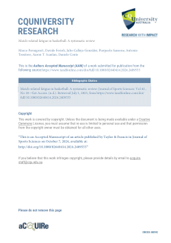 Match-related fatigue in basketball: A systematic review