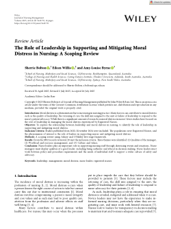 The role of leadership in supporting and mitigating moral distress in nursing: A scoping review