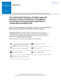 The relationship between circadian type and physical activity as predictors of sleepiness and fatigue during simulated nightshifts: A randomised controlled trial