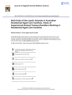 Both ends of the leash: Animals in Australian residential aged care facilities, views of experienced animal trainers/handlers working in residential aged care facilities