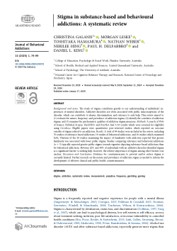 Stigma in substance-based and behavioural addictions: A systematic review