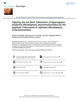 Fighting the red devil: Infestation of Asparagopsis taxiformis (Rhodophyta, Bonnemaisoniales) by the epiphyte Colaconema cf. infestans (Rhodophyta, Colaconematales)