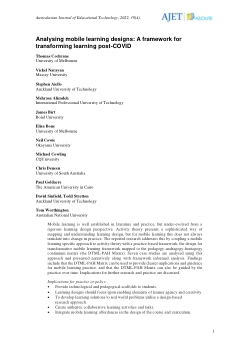 Analysing mobile learning designs: A framework for transforming learning post-COVID