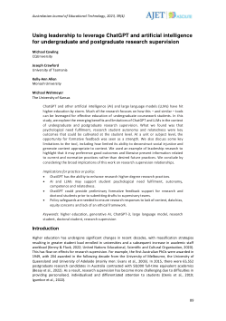 Using leadership to leverage ChatGPT and artificial intelligence for undergraduate and postgraduate research supervision