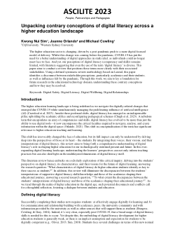 Unpacking contrary conceptions of digital literacy  across a higher education landscape