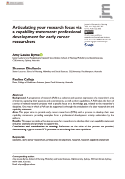 Articulating your research focus via a capability statement: professional development for early career researchers