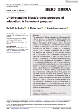 Understanding Biesta's three purposes of education: A framework proposal