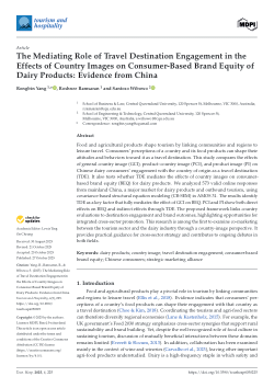 The Mediating Role of Travel destination Engagement in the Effects of Country Images on Consumer-based Brand Equity of Dairy Products: Evidence from China