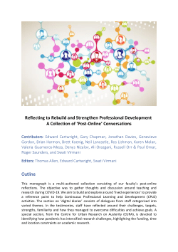 Reflecting to Rebuild and Strengthen Professional Development A Collection of ‘Post-Online’ Conversations