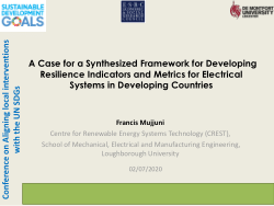 2020-09- A Case for a Synthesized Framework for Developing Resilience Indicators and Metrics in Electrical Systems in Developing Countries