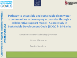 2020-11 - Pathway to accessible and sustainable clean water to communities in developing economies through a collaborative support model:  A case study in Sustainable Development Goals (SDGs) in Sri-Lanka