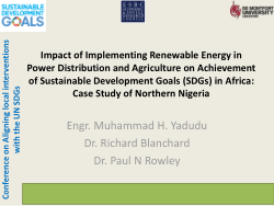 2020-12 - The potential of implementing renewable energy in power distribution and agriculture on achievement of Sustainable Development Goals (SDGs): A baseline study of Northern Nigeria