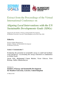 Communication 7: Evaluating the potential of sustainable energy in small and medium-sized enterprises: Accelerating the energy transition in communities in Global South