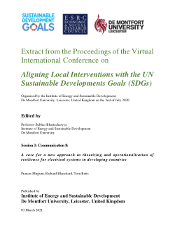 Communication 8: A case for a new approach in theorizing and operationalisation of resilience for electrical systems in developing countries