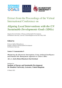 Communication 9: Minimising the Electricity Interruptions Using Artificial Intelligence and Demand Side Management Approach to Achieve SDGs