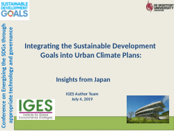 Integrating the Sustainable Development Goals into Urban Climate Plans: Insights from Japan