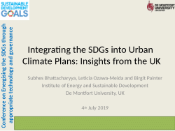Integrating the SDGs into Urban Climate Plans: Insights from the UK