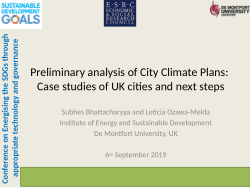 Preliminary analysis of City Climate Plans: Case studies of UK cities and next steps