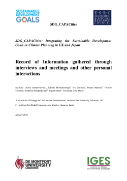 Record of Information gathered through interviews and meetings and other personal interactions
