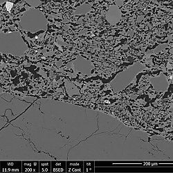 Scanning electron microscopy of fired discs with brick clay and sewage sludge ash