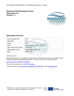 BlueArray Data Management Plan Version 1.1