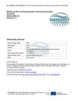 BlueArray Plan for Dissemination and Communication Activities
