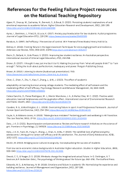 Key references for Feeling Failure Project resources on the National Teaching Repository