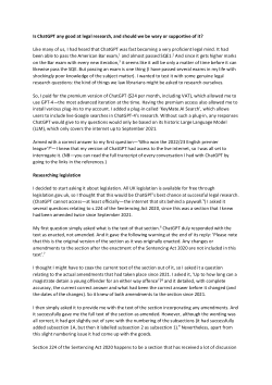 Is ChatGPT any good at legal research, and should we be wary or supportive of it?