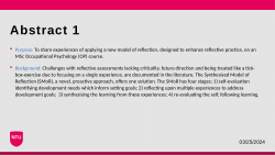 Reflections on applying the Synthesised Model of Reflection as an assessment on an MSc Occupational Psychology Stage 1 course.