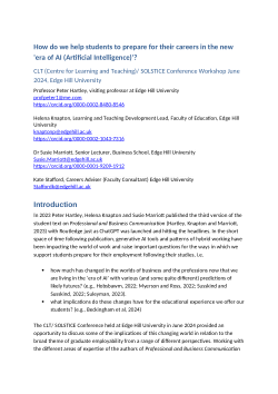 Employability - impact of AI, accessibility, graduate expectations and curriculum development