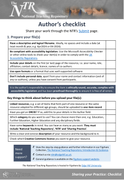 Checklist for authors submitting resources to the NTR