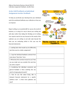 Active Self Feedback Review of A1 Individual Report