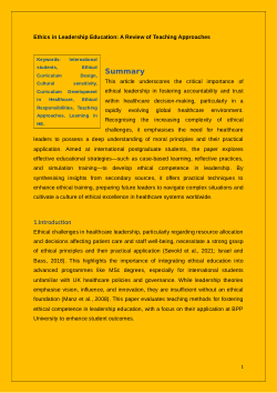 Ethics in Leadership Education: A Review of Teaching Approaches