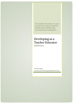 Becoming a Teacher Educator - self review of development