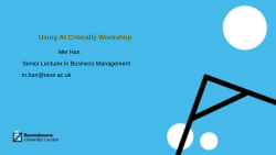 Using AI Critically Workshop