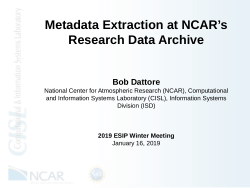 Metadata Extraction at NCAR's Research Data Archive