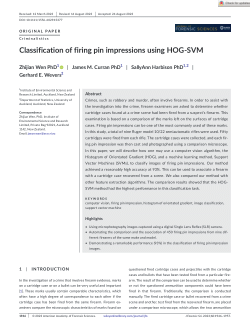 Classification of firing pin impressions using HOG‐SVM