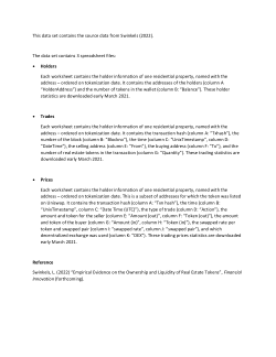 Data: Empirical Evidence on the Ownership and Liquidity of Real Estate Tokens