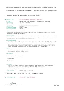 Narratives on Career Development: A reading guide for supervisors
