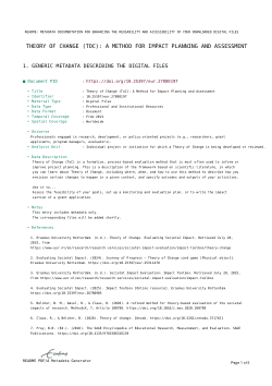 Theory of Change (ToC): A Method for Impact Planning and Assessment