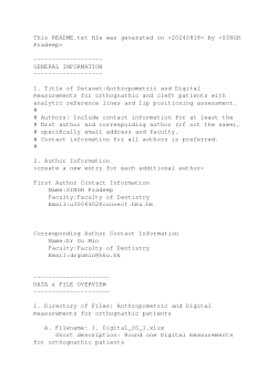 Supporting data for "Revealing the Potential of 3D Facial Imaging: Exploring Feasibility, Reliability, and ClinicalApplications in Craniofacial Practice"
